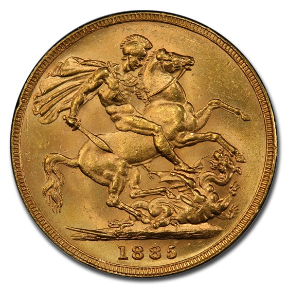 1885M Australia Gold Sovereign Young Victoria MS64+ PCGS Coin For Sale Australian Gold